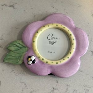 Purple flower with bumble bee ceramic picture frame